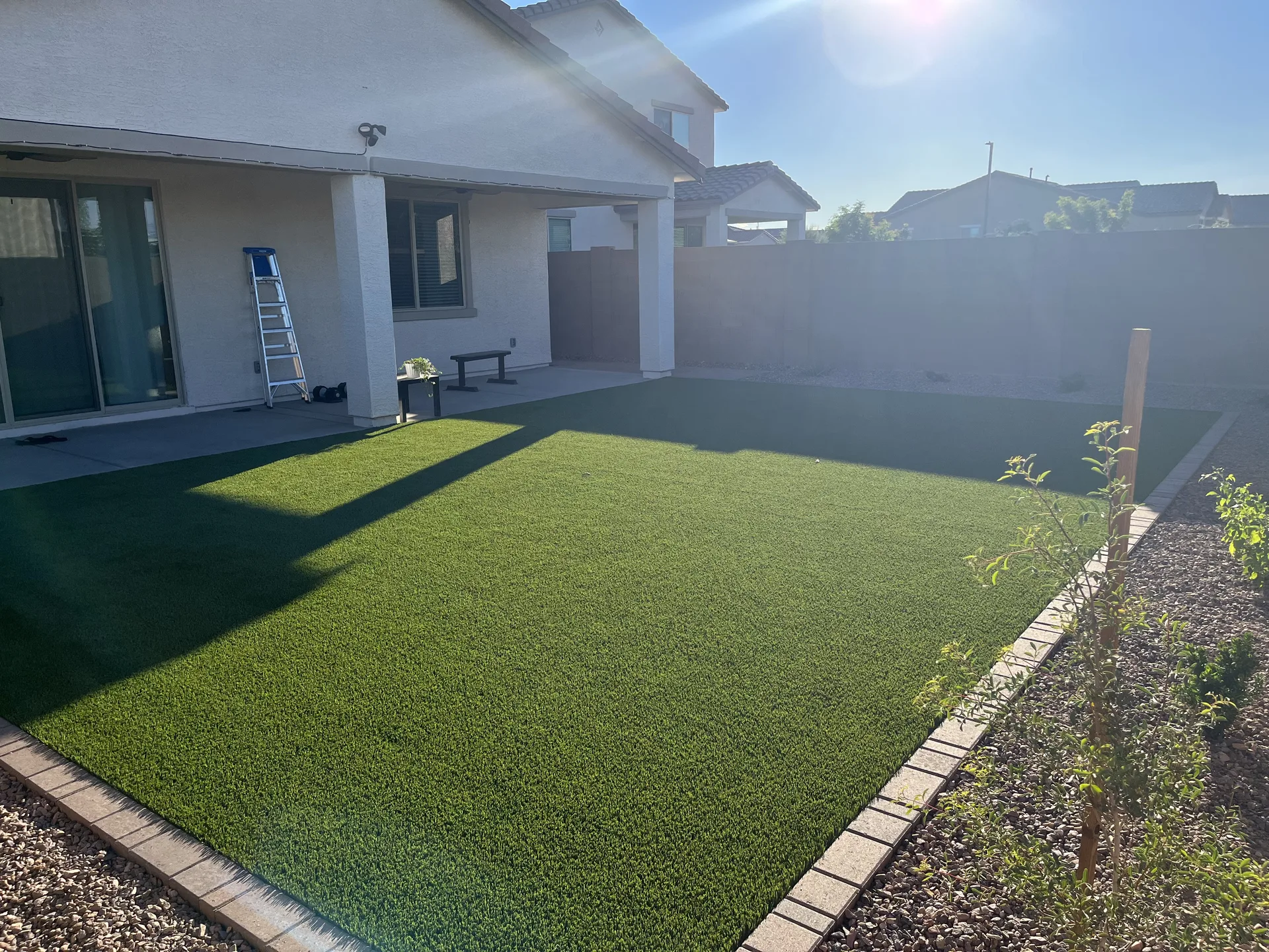 Clean backyard turf install
